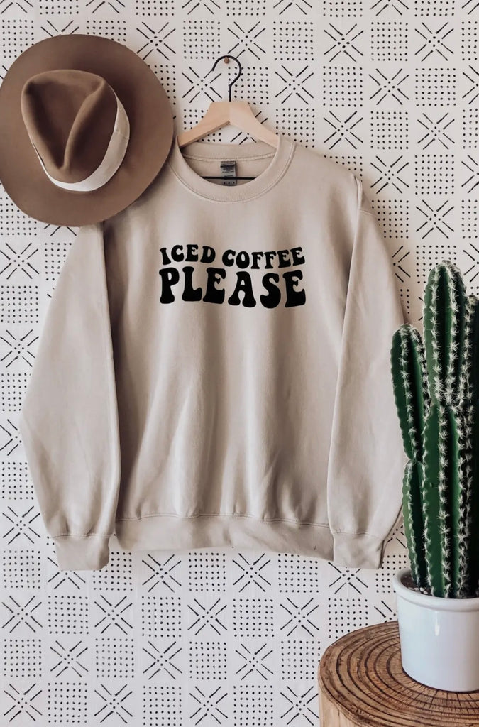 'Iced Coffee Please' Sweatshirt In Sand