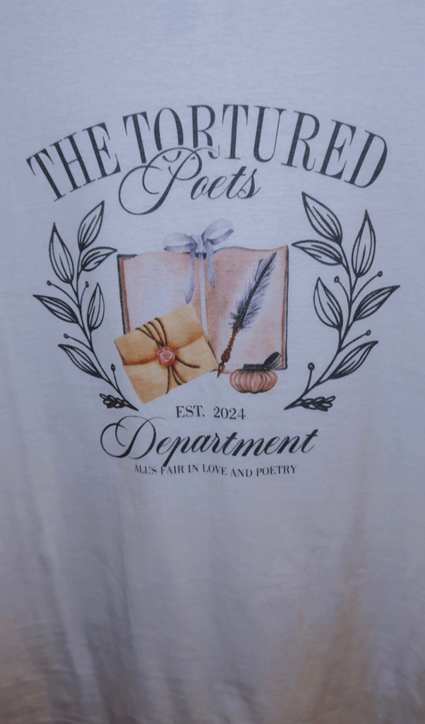 'The Tortured Poets Department' Short Sleeve T Shirt in White
