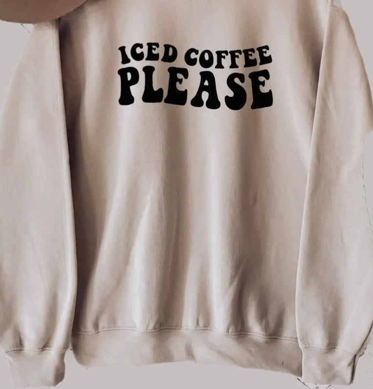 'Iced Coffee Please' Sweatshirt In Sand