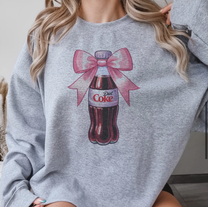 'Diet Coke' Coquette Sweatshirt In Ash Gray