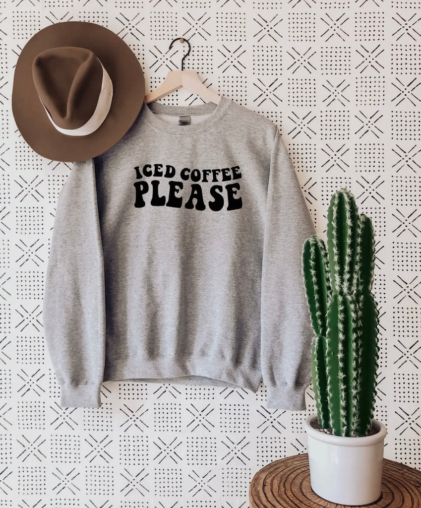 'Iced Coffee Please' Sweatshirt In Sand